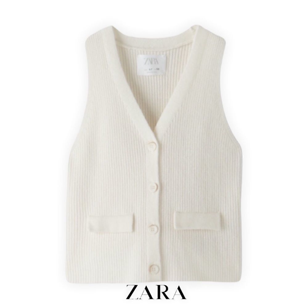 ZARA Kids | Cream | FLAP POCKET KNIT VEST